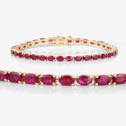 Bids.com 9.18 Carat Genuine Ruby 10K Yellow Gold Bracelet Bracelets White Smoke size 7.00
