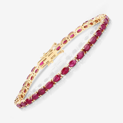 Bids.com 9.18 Carat Genuine Ruby 10K Yellow Gold Bracelet Bracelets White Smoke size 7.00