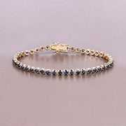Bids.com 3.13 Carat Genuine Blue Sapphire 14K Yellow Gold Bracelet Bracelets Dark Gray size 7.00
