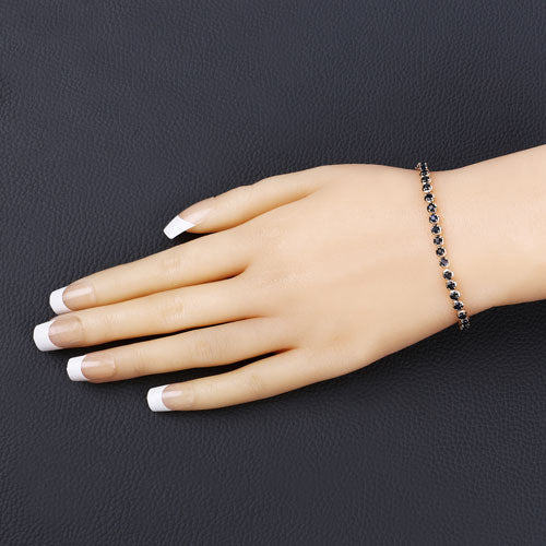 Bids.com 3.13 Carat Genuine Blue Sapphire 14K Yellow Gold Bracelet Bracelets Dark Slate Gray size 7.00