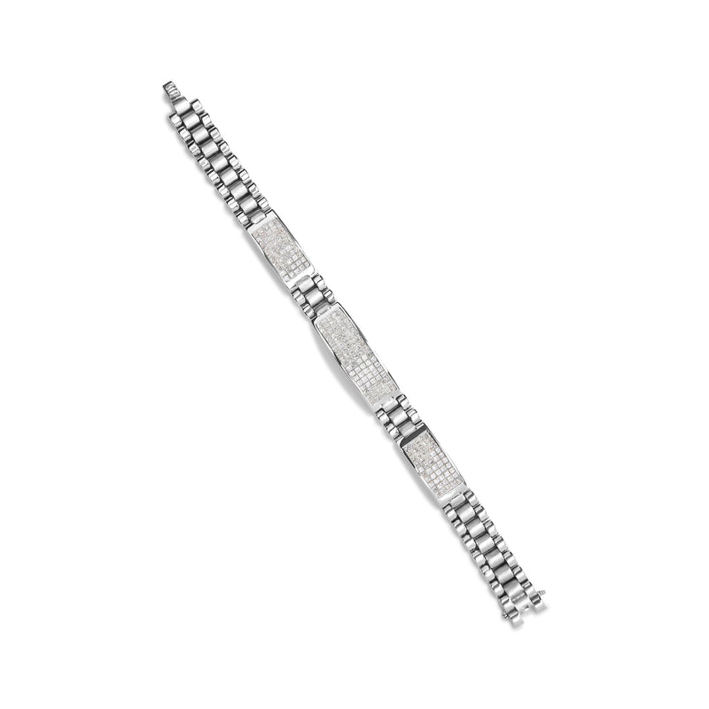 Bids.com 14K White Gold 12.0 Cttw Men's Invisible Set Princess Diamond Tennis Bracelet (G-H Color, VS1-VS2 Clarity) - Size 8.5" Inches Bracelets White Smoke White.Gold / 8.5