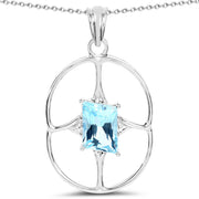 Bids.com 5.26 Carat Genuine Swiss Blue Topaz .925 Sterling Silver Pendant Pendants White Smoke