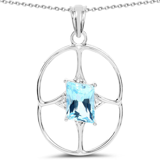 Bids.com 5.26 Carat Genuine Swiss Blue Topaz .925 Sterling Silver Pendant Pendants White Smoke