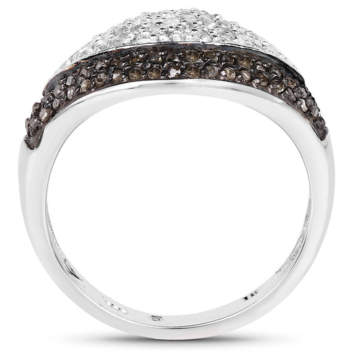 Bids.com 0.50 Carat Genuine Champagne Diamond and White Diamond .925 Sterling Silver Ring Rings White Smoke size 6.00,size 7.00,size 8.00,size 9.00,size 8.50