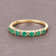 Bids.com 0.41 Carat Genuine Zambian Emerald and White Diamond 14K Yellow Gold Ring Rings Rosy Brown size 6.00,size 7.00,size 8.00,size 5.00,size 9.00