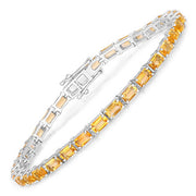 Bids.com 12.80 Carat Genuine Citrine .925 Sterling Silver Bracelet Bracelets White Smoke size 7.00
