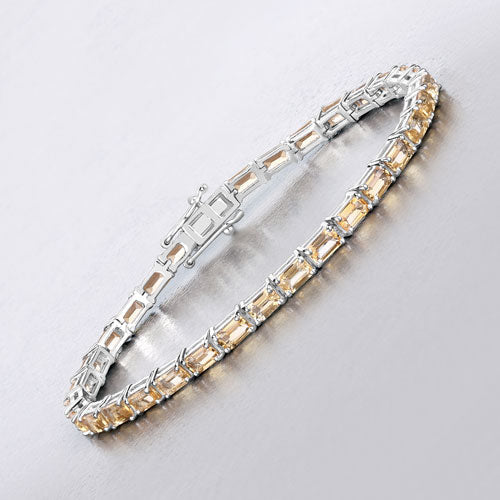 Bids.com 12.80 Carat Genuine Citrine .925 Sterling Silver Bracelet Bracelets Light Gray size 7.00