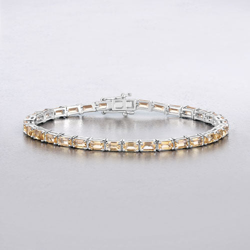 Bids.com 12.80 Carat Genuine Citrine .925 Sterling Silver Bracelet Bracelets Gray size 7.00