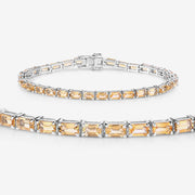 Bids.com 12.80 Carat Genuine Citrine .925 Sterling Silver Bracelet Bracelets White Smoke size 7.00