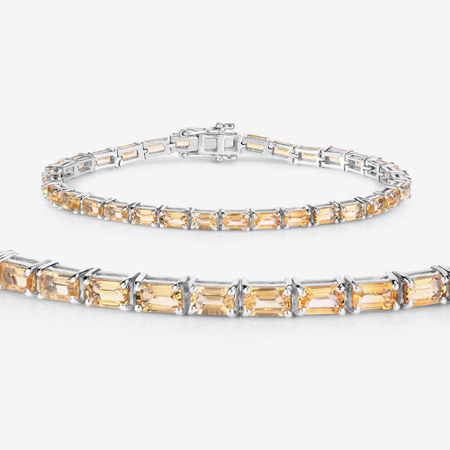 Bids.com 12.80 Carat Genuine Citrine .925 Sterling Silver Bracelet Bracelets White Smoke size 7.00