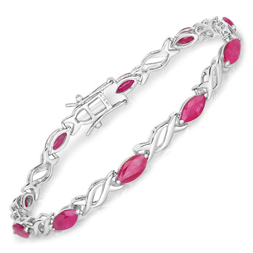 Bids.com 5.00 Carat Genuine Ruby 10K White Gold Bracelet Bracelets White Smoke size 7.00