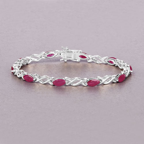 Bids.com 5.00 Carat Genuine Ruby 10K White Gold Bracelet Bracelets Dark Gray size 7.00