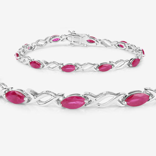 Bids.com 5.00 Carat Genuine Ruby 10K White Gold Bracelet Bracelets White Smoke size 7.00
