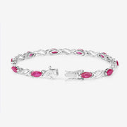 Bids.com 5.00 Carat Genuine Ruby 10K White Gold Bracelet Bracelets White Smoke size 7.00