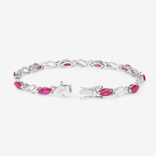 Bids.com 5.00 Carat Genuine Ruby 10K White Gold Bracelet Bracelets White Smoke size 7.00