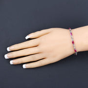 Bids.com 5.00 Carat Genuine Ruby 10K White Gold Bracelet Bracelets Peach Puff size 7.00