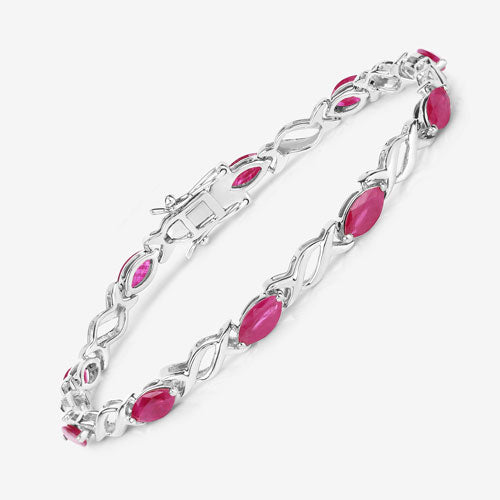 Bids.com 5.00 Carat Genuine Ruby 10K White Gold Bracelet Bracelets White Smoke size 7.00