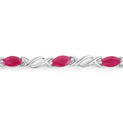 Bids.com 5.00 Carat Genuine Ruby 10K White Gold Bracelet Bracelets Light Gray size 7.00