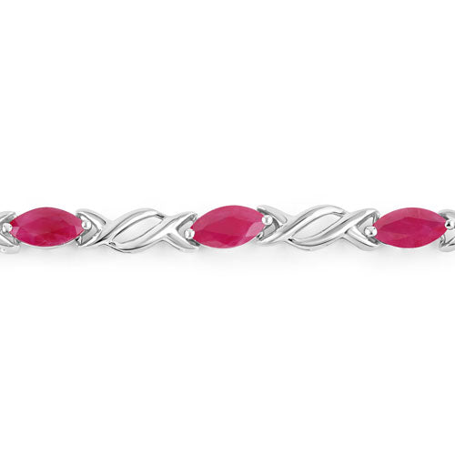 Bids.com 5.00 Carat Genuine Ruby 10K White Gold Bracelet Bracelets Light Gray size 7.00