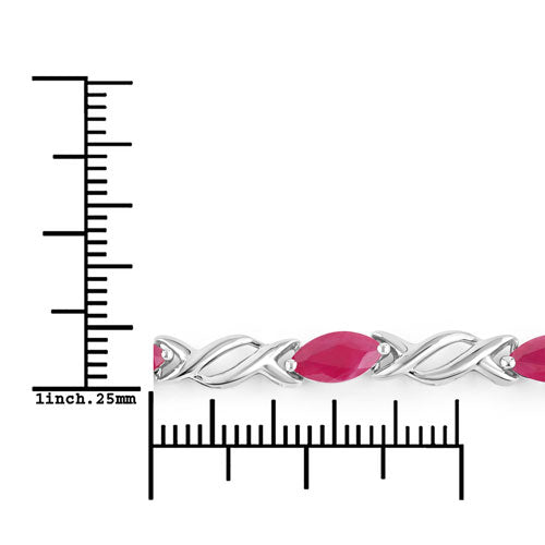 Bids.com 5.00 Carat Genuine Ruby 10K White Gold Bracelet Bracelets White Smoke size 7.00