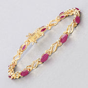 Bids.com 5.00 Carat Genuine Ruby 10K Yellow Gold Bracelet Bracelets Light Gray size 7.00