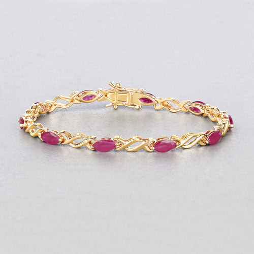 Bids.com 5.00 Carat Genuine Ruby 10K Yellow Gold Bracelet Bracelets Light Gray size 7.00