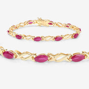 Bids.com 5.00 Carat Genuine Ruby 10K Yellow Gold Bracelet Bracelets White Smoke size 7.00