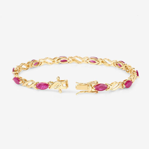 Bids.com 5.00 Carat Genuine Ruby 10K Yellow Gold Bracelet Bracelets White Smoke size 7.00