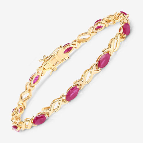 Bids.com 5.00 Carat Genuine Ruby 10K Yellow Gold Bracelet Bracelets White Smoke size 7.00