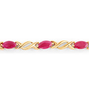 Bids.com 5.00 Carat Genuine Ruby 10K Yellow Gold Bracelet Bracelets Wheat size 7.00