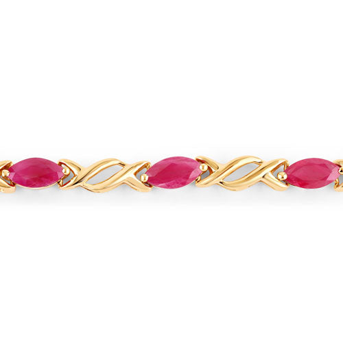 Bids.com 5.00 Carat Genuine Ruby 10K Yellow Gold Bracelet Bracelets Wheat size 7.00