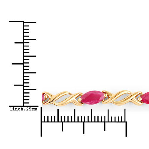 Bids.com 5.00 Carat Genuine Ruby 10K Yellow Gold Bracelet Bracelets White Smoke size 7.00