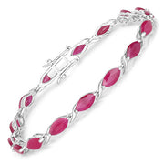 Bids.com 8.00 Carat Genuine Ruby 10K White Gold Bracelet Bracelets White Smoke size 7.00