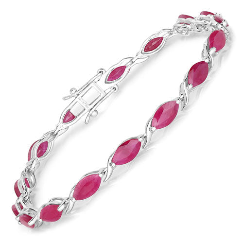 Bids.com 8.00 Carat Genuine Ruby 10K White Gold Bracelet Bracelets White Smoke size 7.00