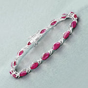 Bids.com 8.00 Carat Genuine Ruby 10K White Gold Bracelet Bracelets Dark Gray size 7.00