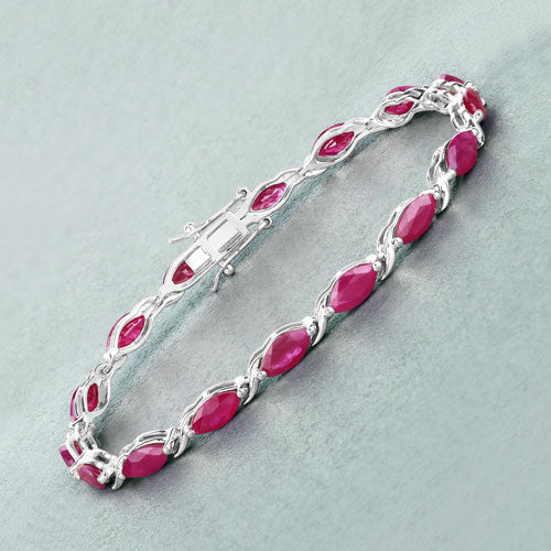 Bids.com 8.00 Carat Genuine Ruby 10K White Gold Bracelet Bracelets Dark Gray size 7.00