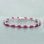 Bids.com 8.00 Carat Genuine Ruby 10K White Gold Bracelet Bracelets Gray size 7.00