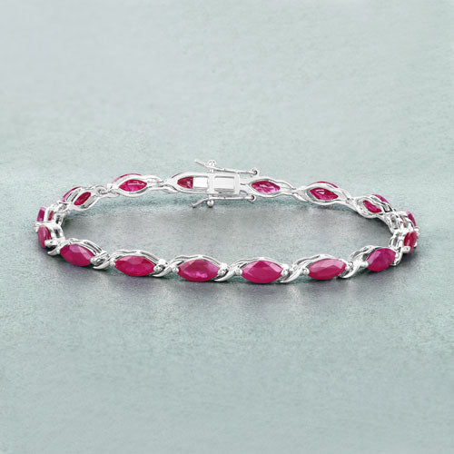 Bids.com 8.00 Carat Genuine Ruby 10K White Gold Bracelet Bracelets Gray size 7.00