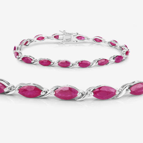 Bids.com 8.00 Carat Genuine Ruby 10K White Gold Bracelet Bracelets White Smoke size 7.00
