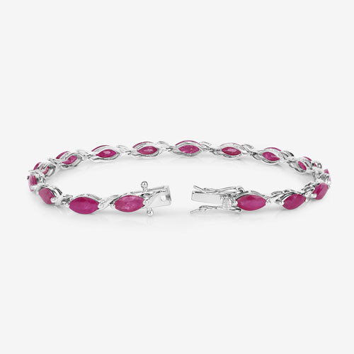 Bids.com 8.00 Carat Genuine Ruby 10K White Gold Bracelet Bracelets White Smoke size 7.00