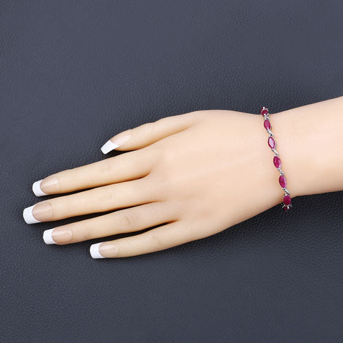 Bids.com 8.00 Carat Genuine Ruby 10K White Gold Bracelet Bracelets Bisque size 7.00