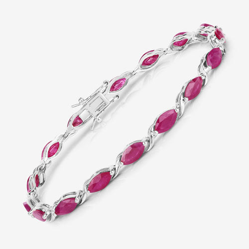 Bids.com 8.00 Carat Genuine Ruby 10K White Gold Bracelet Bracelets White Smoke size 7.00