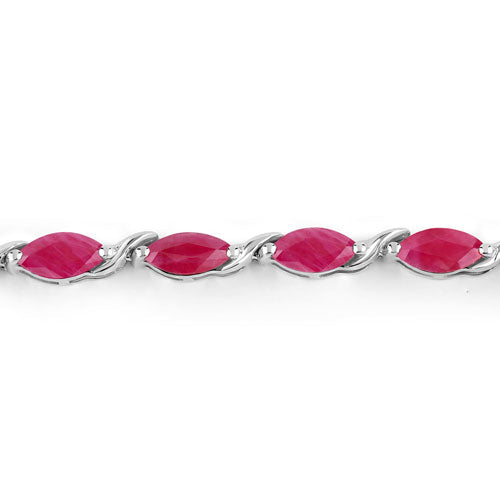 Bids.com 8.00 Carat Genuine Ruby 10K White Gold Bracelet Bracelets White Smoke size 7.00