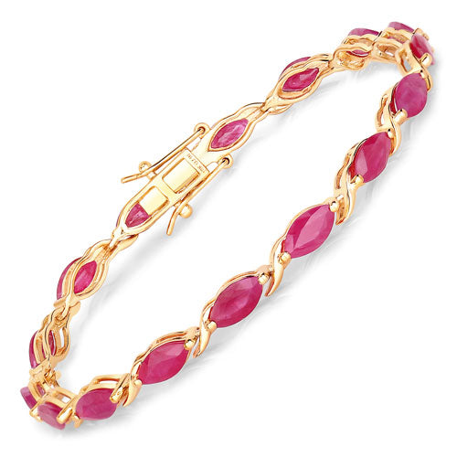 Bids.com 8.00 Carat Genuine Ruby 10K Yellow Gold Bracelet Bracelets White Smoke size 7.00