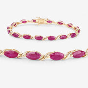 Bids.com 8.00 Carat Genuine Ruby 10K Yellow Gold Bracelet Bracelets White Smoke size 7.00