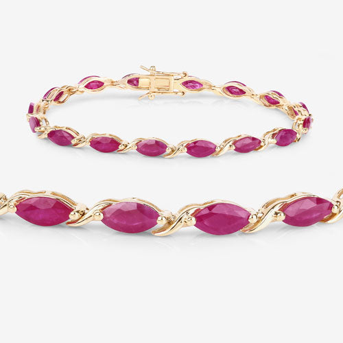 Bids.com 8.00 Carat Genuine Ruby 10K Yellow Gold Bracelet Bracelets White Smoke size 7.00