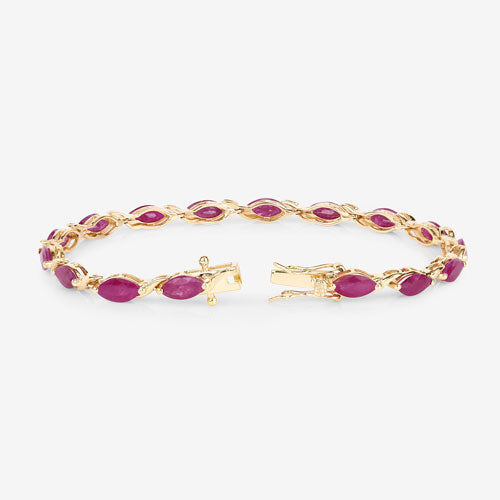Bids.com 8.00 Carat Genuine Ruby 10K Yellow Gold Bracelet Bracelets White Smoke size 7.00