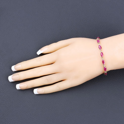 Bids.com 8.00 Carat Genuine Ruby 10K Yellow Gold Bracelet Bracelets Bisque size 7.00