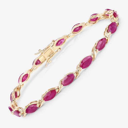 Bids.com 8.00 Carat Genuine Ruby 10K Yellow Gold Bracelet Bracelets White Smoke size 7.00