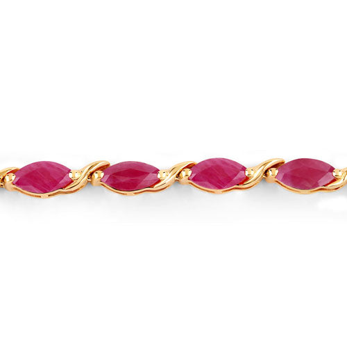 Bids.com 8.00 Carat Genuine Ruby 10K Yellow Gold Bracelet Bracelets White Smoke size 7.00